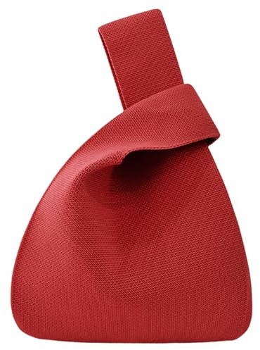 ANIMQUE Donne Uncinetto Borse a Mano Tinta Unita Sacchetti da Regalo Borse a Spalla Lavorato a Maglia Nodo a Manica Borsa Piccoli Carini Portatile Pieghevole Borse Tote