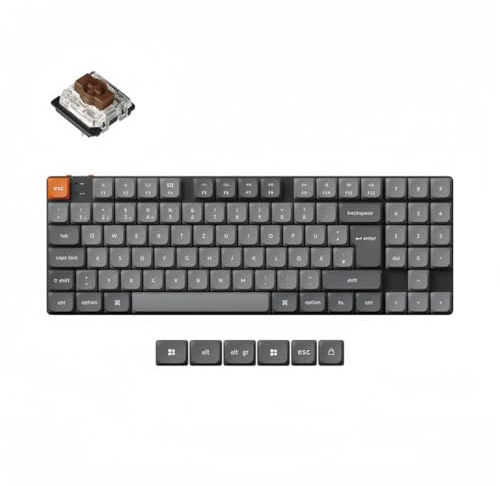 Keychron K13 Max QMK/VIA Kabellose Mechanische Tastatur,DE-ISO TKL Layout Bluetooth/2.4 GHz/Kabelgebundene,RGB Hot-Swappable Low-Profile Gateron Brauner Schalter für Mac Win