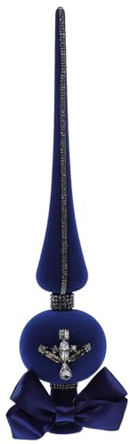 Warmhm Weihnachtsbaumspitze Stern Mit Blaue Rhinestone Und Beflocktes Stoff 11.4'' Hoch Eleganter Weihnachtsbaumschmuck FüR Festliche Dekoration Party Und Zuhause