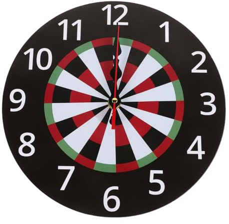 Garneck Horloge murale ronde à fléchettes - Style simple - Horloge murale unique - Horloge murale pour salon, chambre à coucher - Horloge murale décorative à suspendre pour chambre d'enfant