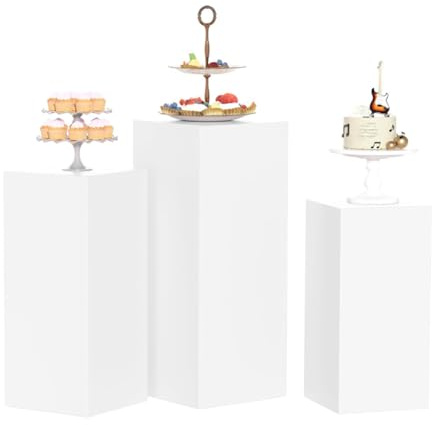 UKLULUAMZ Columna de pedestal, mesa de postre estable, base de plataforma de exhibición de maniquíes, pilares de zócalo para decoración artística de boda (blanco, 30 x 30 x 20 cm)