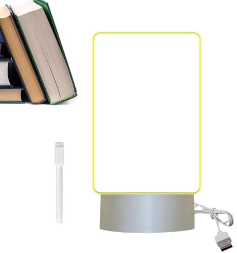 Lavagna acrilica cancellabile a secco - Bacheca da tavolo con penna - Bacheca per lettere a LED, lavagna per appunti in acrilico riscrivibile con luce notturna per uffici, casa, scuola