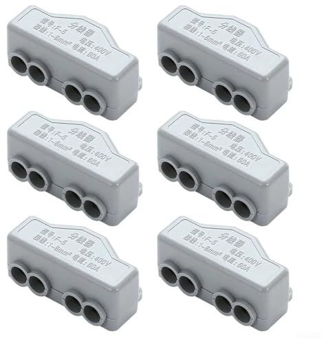 babominimer 6 morsettiere a connessione rapida da 1 a 4 uscite, adatte per cavi da 1 a 6 mm², questi connettori sono classificati per 400 V
