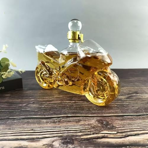 YUZDNM Carafe À Whisky - Carafe À Whisky pour Moto Élégante Moto 750Ml, Vin Écossais Ou Liqueur, Bouteille Vide en Verre De Moto, Bouteille De Vin en Forme De Voiture Scellée