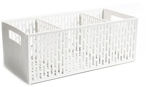 NOENNULL Cestino Portaoggetti Divisorio in Plastica con Maniglia, 3 Scomparti Cestini Portaoggetti per Bagno, Armadietto, Salva Spazio, Contenitori per Alimenti, per Frutta,