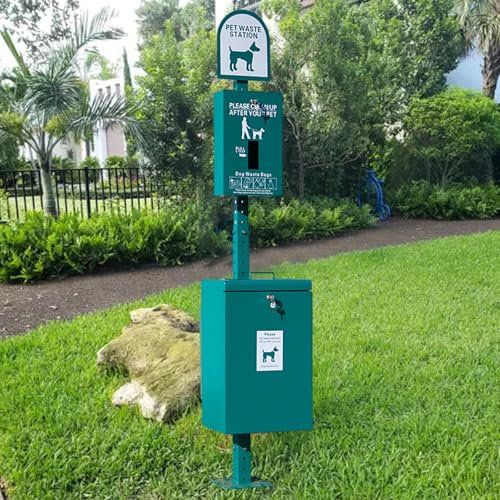 vnmudzeo 100 L Outdoor Pet Waste Bin,for Backyard Commercial Park Trail Yard,Floor-Standing Standard Dog Waste Station,Removable Inner Barrel