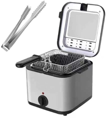 Gziztx 2.5L Deep Fat Fryer 900W Deep Fryer with Basket Strainer, Food Clip, Large Observation Window, Adjustable Temperature Control, Non-stick Coated Pan