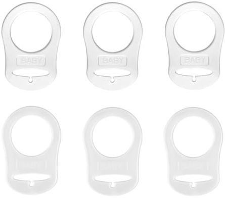 JAWUZ 6 Stück Silikonring für schnullerkette für mam schnuller mam schnullerkette schnullerkette silikon, Weiß+transparent