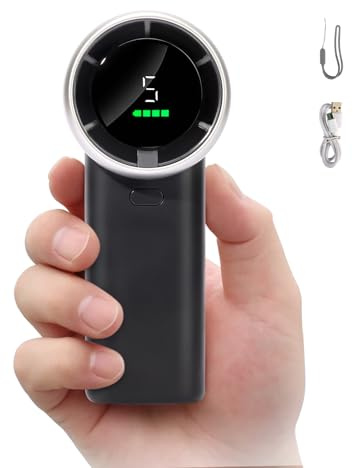 HONEYYEAR Ventilatore portatile Turbo, mini ventilatore con display a LED, ventilatore personale, ventilatore USB ricaricabile 3600 mAh, 5 velocità, ventilatore per ciglia da trucco, piccolo