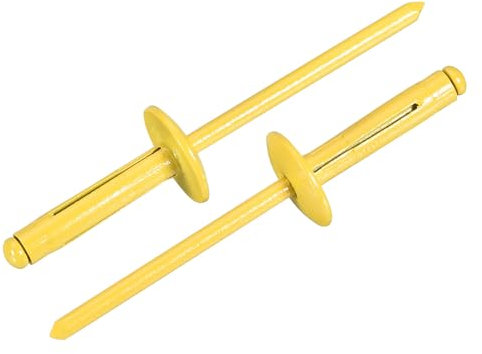 sourcing map Aluminiumnieten mit großem Kopf, Tri-Grip-Nieten, großer Flansch, Tri-Grip-Nieten für Heimwerker, Blech, Autoreparaturen, Möbel, Boote, Gelb, 25 Stück