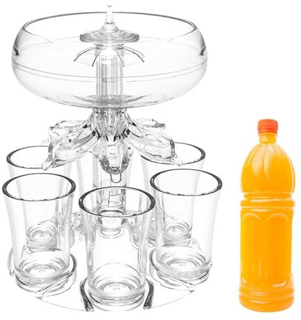 Dispensador y soporte para vasos de 6 chupitos, dispensador de vasos de chupito acrílico sin contacto, múltiples dispensadores de bebidas, soporte para tragos para bebidas, licor y coctai, accesorios