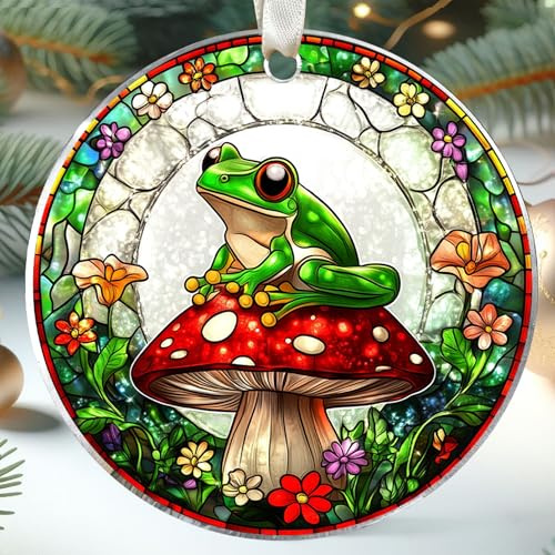 TEEBIM Frog Ornament - Frog Gifts for Lovers, Girls, Women, Men - Cute Animals Ornaments for Christmas Tree, Frogs Ornaments for Tree - Acrylic Christmas Xmas Hanging Ornament 2025