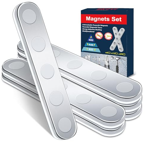 BKSAI Aimant Puissant Autocollant Aimants Incassable Aimants Neodyme Adhesif Plat Magnetique Bande 58x10x2mm pour Tableau Blanc Interactif Décoration Frigo Cuisine Maison 6Pcs Composants de Fixation