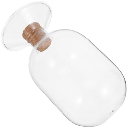 EPIGEIST Clear Glass Display Bottles with Cork Stoppers Transparent Specimen Jars for Home Decor and Craft Storage Elegant Round Head Design Airtight Sealing Match Containers for Swabs and