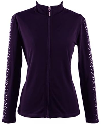 LIUHUO Eiskunstlauf Trainingsanzug Jacke Mädchen Strass Vertikale Streifen Schwarz