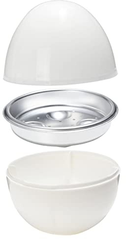LABRIMP Cocedor de Huevos Microondas Redondo con Capacidad para Huevos Vaporera de PP y Aleación de Aluminio Control Automático de Temperatura para Cocción Rápida y Nutritiva Casa