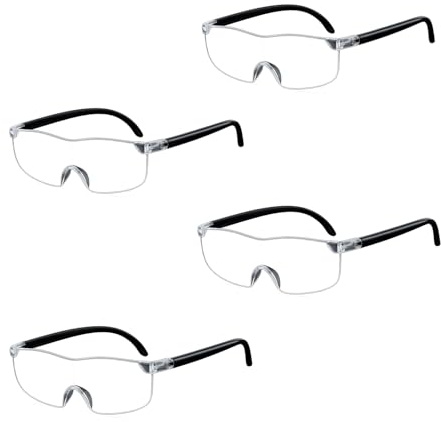DvBCNMe 4 Stück Vergrößerungsbrille, Lupenbrille mit 3-facher Vergrößerung,300%, 500%, 800%, 1000%,Leselupe für Brillenträger, Anti-Blaulicht,Ideal für Fernarbeit, Lesen, Nähen, Basteln