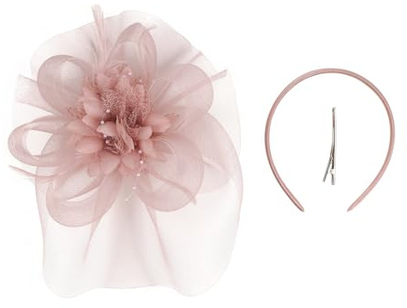 NUEAYMS Haarreif im Stil der 20er Jahre, personalisierbar, Harfe, mit Federn, Netz, Blume, für Kostüme, Events, Abendveranstaltungen, Glas, Damen, Party, Charme