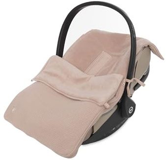 Jollein Sacco a pelo per passeggino Basic Knit – Wild Rose – Per seggiolini auto per neonati, seggiolini auto Gruppo 0+ e passeggini – Per cinture a 3 e 5 punti – Motivo a maglia e fodera in pile