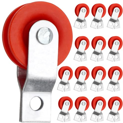 TRUCFUSION 1-7/8 Nylon Pulleys for Batting Cage Cable Kit Smooth Sliding, 15PCS Red