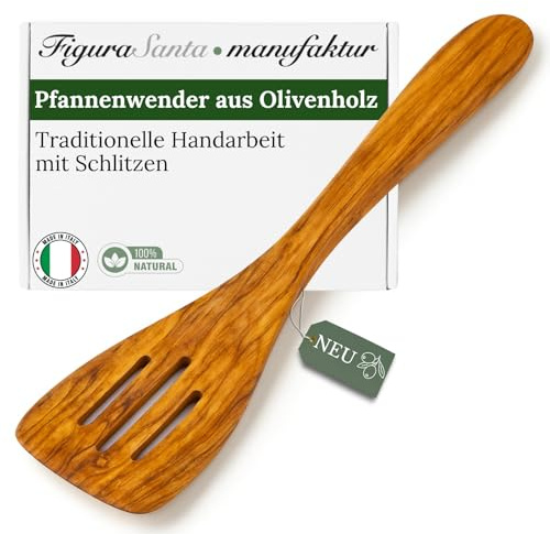 Figura Santa Pfannenwender Olivenholz - Handgefertigter Holz Küchenhelfer - Nachhaltig, robust & antibakteriell – Natürlicher Koch- und Servierlöffel aus Olivenholz (30 cm)