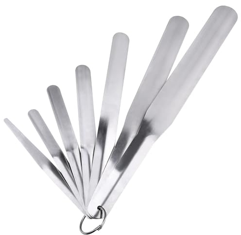 Qlvily 7 Packs Caulking Spatula Tool Set, Stainless Steel Multi-Size Caulk Finishing Spatulas for Bathroom, Kitchen, Window, and Door Sealing