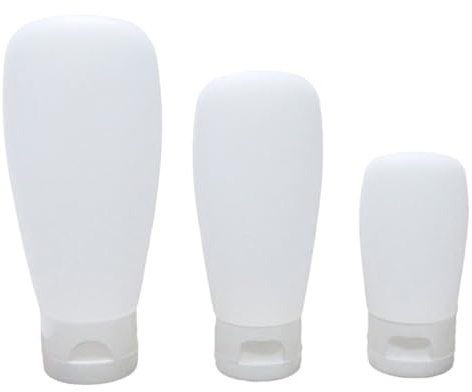 SAFIGLE Lot de 3 Flacons de Sous-emballage Vides en Silicone 30/60/100 Ml, Bouteilles Rechargeables pour Lotion et Cosmétiques, Portables et Pratiques pour Voyage et Activités en Plein Air