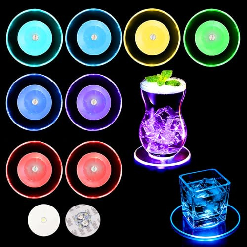 teng hong hui 8 Led Untersetzer 7 Lichtmodi Bunt LED Untersetzer für Gläser