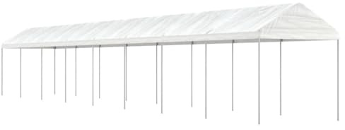 Nqyjm - Cenador de jardín al aire libre con techo blanco, 17,84 x 2,28 x 2,69 m, polietileno, pabellón carpa de recepción para boda, fiestas, camping