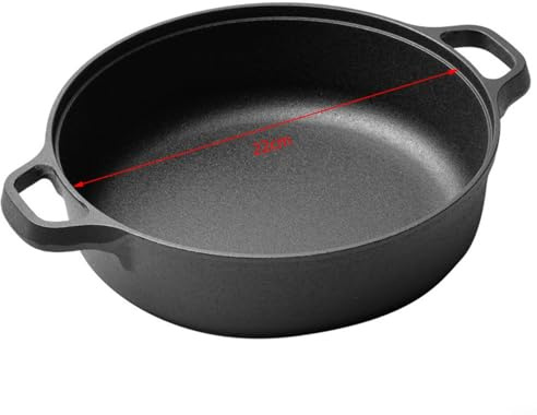 EffiFish Sartén de hierro fundido de 22 cm, sartén antiadherente sin revestimiento para estufas de inducción y gas, ideal para panqueques y albóndigas