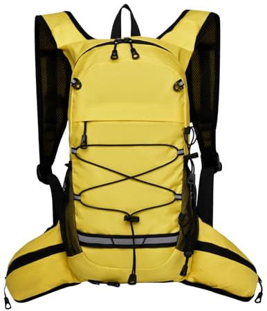 JIABAOZ Mochila para bicicleta, Mochila de senderismo, Reflejante Mochila Outdoor con Red para Casco, Ligera y Transpirable para Ciclismo Senderismo (Amarillo)