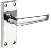 Golden Grace Victorian Straight Latch Handles, Polished Chrome, 1 Pair | Robust metal construction ensures long-lasting durability; includes all required fixing screws for easy mounting.