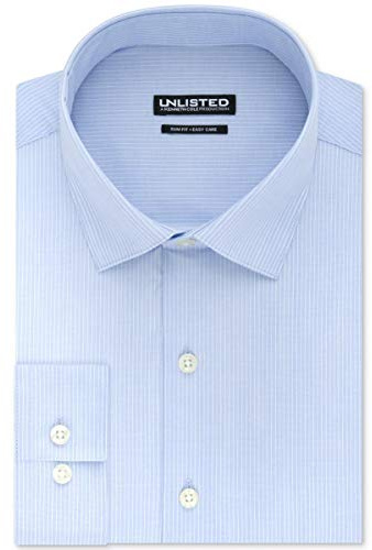 Kenneth Cole Unlisted herrskjorta, slimfit, rutor och ränder (mönstrad), Himmelsblått, 16-16.5 Neck 34-35 Sleeve