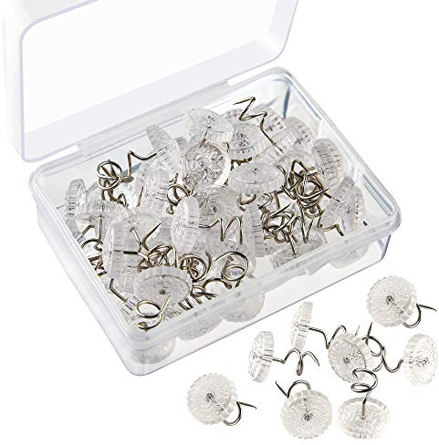 KUUQA Upholstery Twist Pins Clear Heads Bed Skirt Pin for Hold Slipcovers and Bedskirts Decoration, 50 Pcs