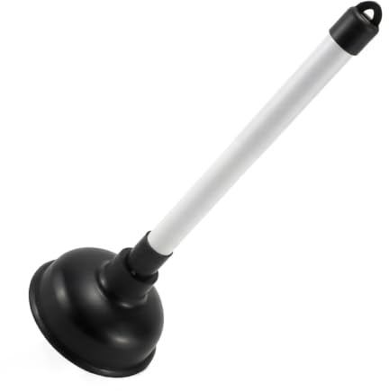 Sink Plunger for Unblocking (Pack of 1) Light Weight and Powerful Sink Drain Unblocker 100mm (4 inch) Sink Drainer with 225mm (9 inch) Plastic Handle Diameter, White/Black
