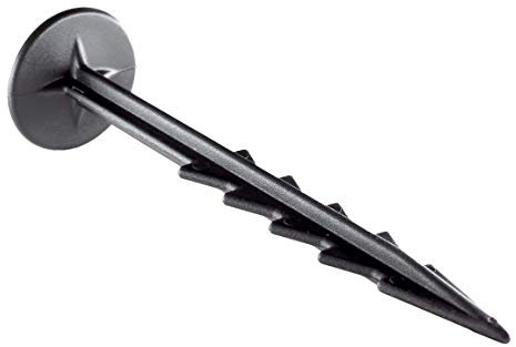 EarlyGrow MPL50114/BLA/100 Plastic Garden Ground Pegs - UV Stabilised, BPA Free, Rot Proof - To Secure and Anchor Tarpaulin and Weed Fabric Netting - 15cm - Pack of 100 - Black