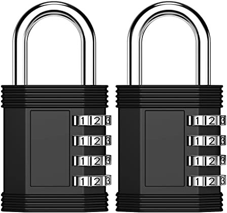 ZHEGE Padlocks with Code, Weatherproof Code Padlock, Number Locks, Combination Locker Padlock for Gym, School, Toolbox, 4 Digit Combination Lock Outdoor for Garden Shed Gate (Black, 2 Pack)