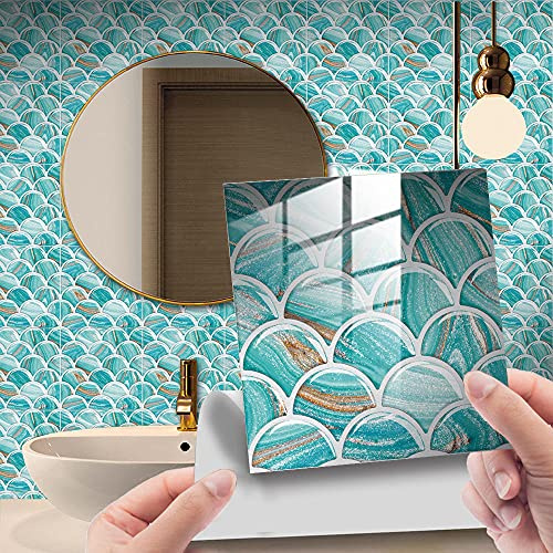 Piastrelle Adesive Cucina 20x20 Verde Acqua 24 Pezzi Mattonelle Adesive Bagno Pvc Impermeabile Adesivi per Piastrelle Parete Fai da Te Adesivi per Cucina Decorazioni