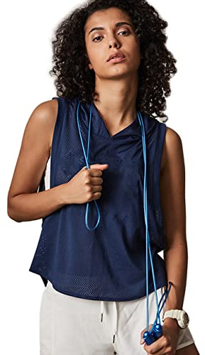 Femmes Aptitude sans Manches Engrener Capuche Hoodies Sports Fonctionnement Tee-Shirts Hauts