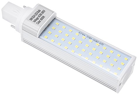 Ruilogod G24 G24D PL-C Lampada PL 2P 9W LED Lampadina Rotativa Bianco Bianco 6000K, Sostituzione della lampada fluorescente compatta CFL, con copertura chiara