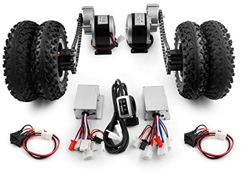 Kit di conversione per carriola con doppia azionamento a motore da 250 W, facile da trasportare, 181,4 kg, 20,3 cm, per carrello da spiaggia, senza controller (24V 250W Max 6kph)