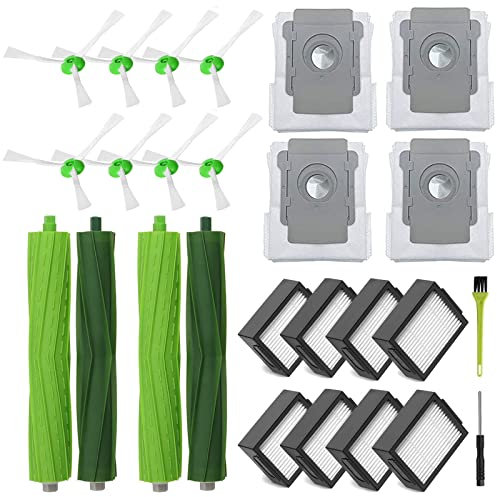 AiLomey Ersatzteile für iRobot e/i/j Serie, Ersatz Zubehör für Roomba i7 i7+ i3 i3+ i4 i4+ i6 i6+ i8 i8+ j7 E5 E6 E7, Enthalten 4 Gummibürsten, 8 Filters, 8 Seitenbürsten, 4 Staubbeutel