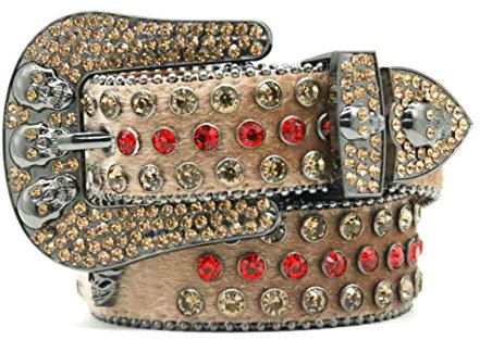 Mkjuuior Damen-Diamant-Intarsien Mit Dornschließe, Herren-Schädel-Hip-Hop-Punk-Taillenband, Ledergürtel