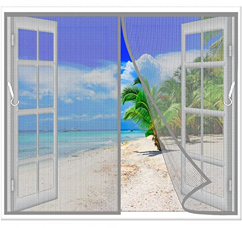 Insektenschutz Fliegengitter Rollo Fenster Insektenschutzrollo 215x165 cm mit Heavy Duty Mesh und Full Frame Klettverschluss Grau Z