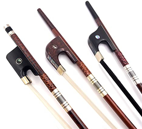 Students Violin Bow 3 Snakewood Letterwood Upprättstående Kontrabassbåge 3/4, Vit/svart Bowhair Hästsvans (Color : Style 2)
