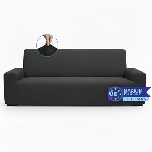 BLUZIMAN® Elastischer Sofabezug 2-Sitzer - Oeko-TEX Zertifizierter, Hochwertige Couch Überzug, rutschfeste Sesselüberwurf, Universal Passform, Jacquard-Stoff (Schwarz - Weiß)
