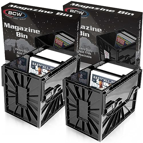 BCW Magazine Document & Comic Book Storage Bins | Durable Magazine Bin | Magazine Storage Box for Sorting and Organizing | Heavy Duty & Stackable Plastic - Fits all Comics (2 Pack)