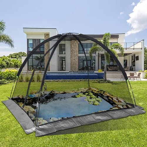 Kapler Pond Net Cover, 5x7FT Pond Dome Cover Net, Garden Pond Nets for Outdoor, Pond Dome with Zipper and Stakes, Pond Protector for Koi Ponds, Plants and Vegetables Protective Tent