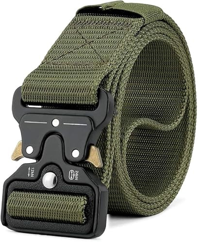 VIDSTW Taktischer Gürtel Herren Nylon Schnellverschluss 3,8cm (Grün) | Arbeit Gürtel Militär Wandern Arbeitsgürtel Elastischer Stretchbelt für Bergsteigen Kletter Training