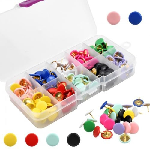 Ehuihuan Chinchetas, 300 unidades de chinchetas de metal coloridas, redondas, creativas, modernas, acolchadas, en 10 colores, diámetro de la cabeza: 10 mm